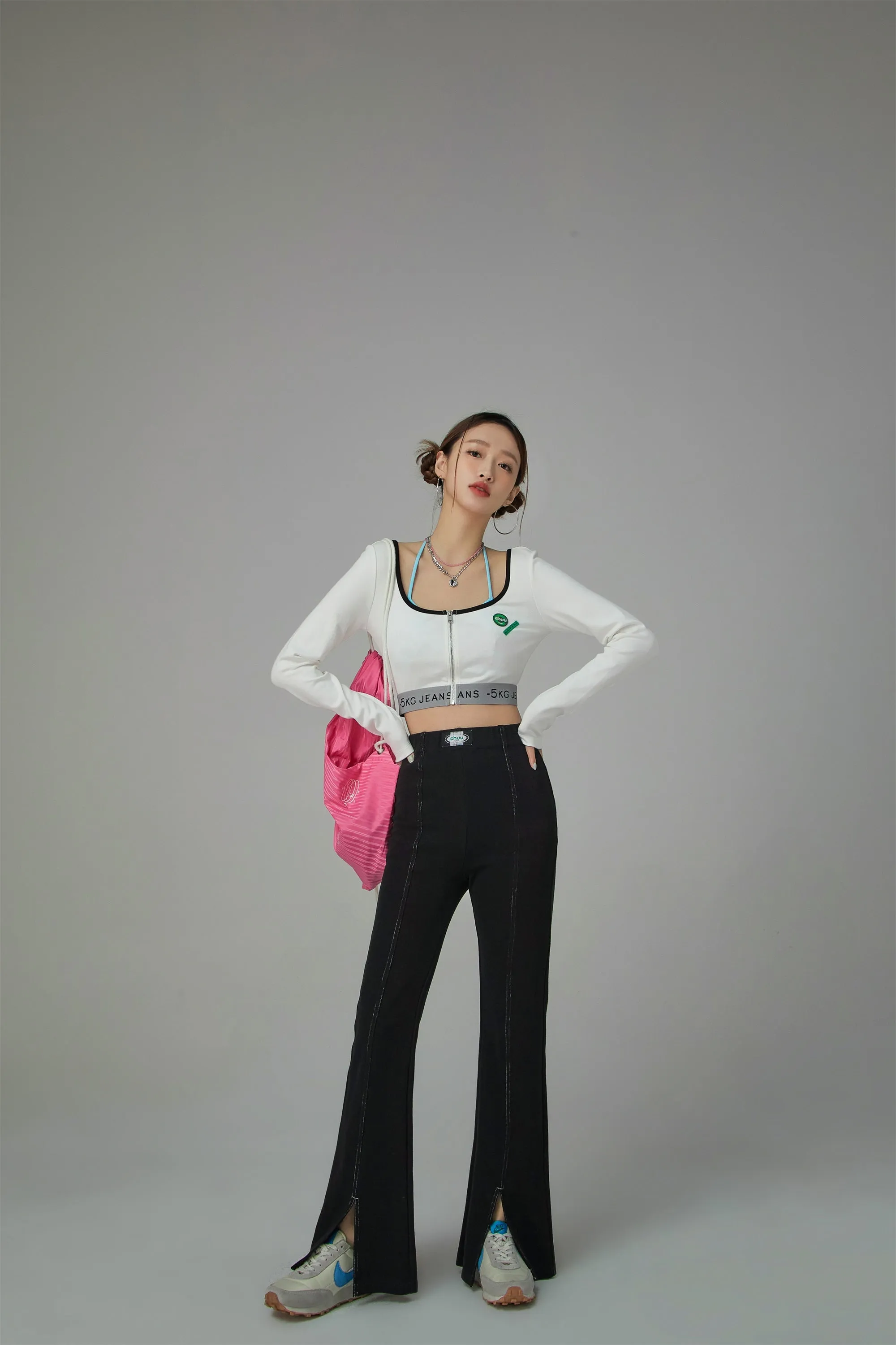 '-5Kg Jeans Zip-Up Crop Top