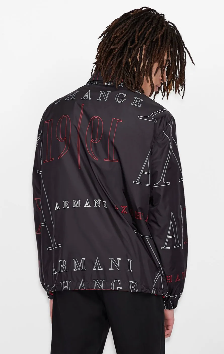 ARMANI EXCHANGE RECYCLED REVERSIBLE NYLON WINDBREAKER (BLACK/Red)