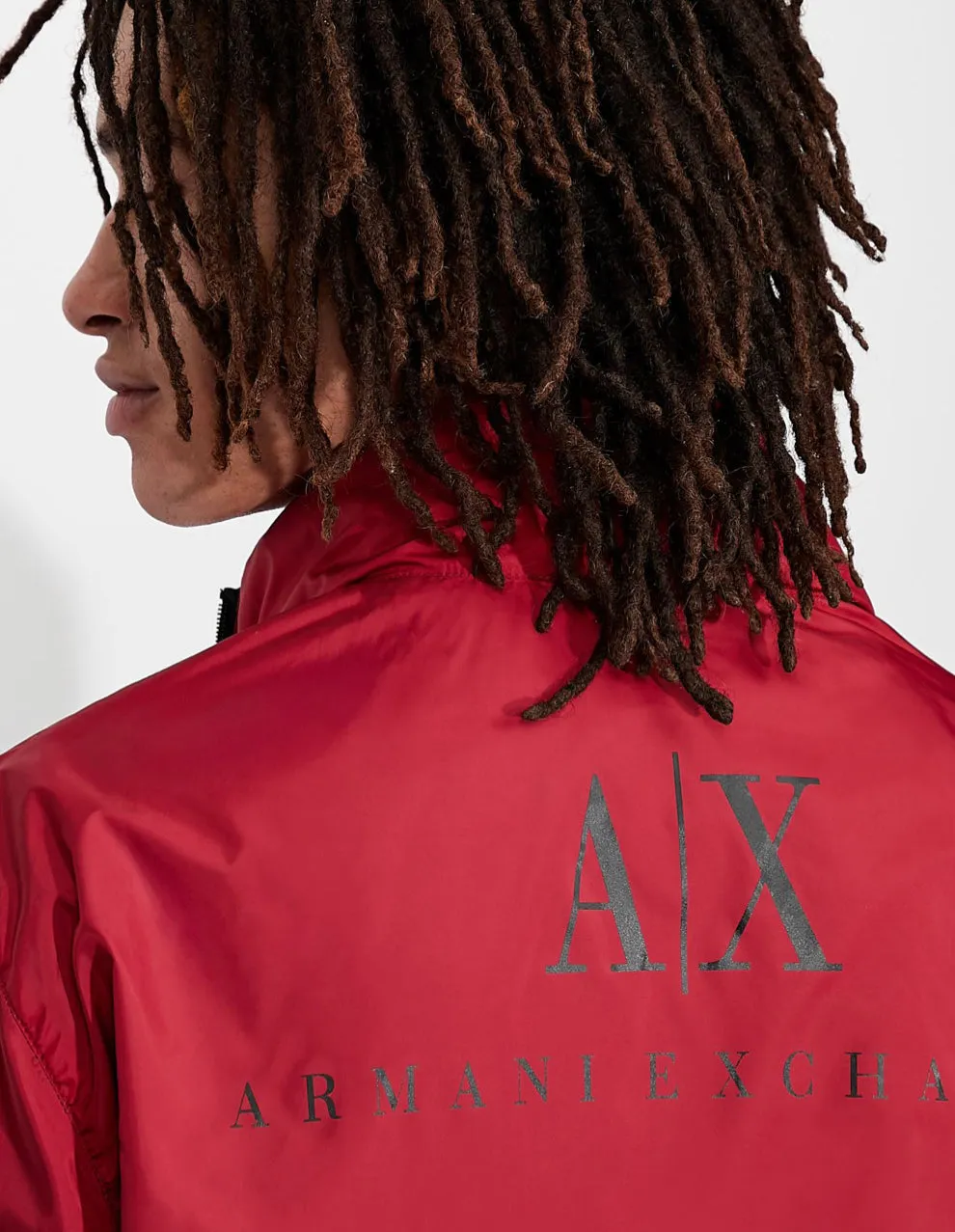 ARMANI EXCHANGE RECYCLED REVERSIBLE NYLON WINDBREAKER (BLACK/Red)