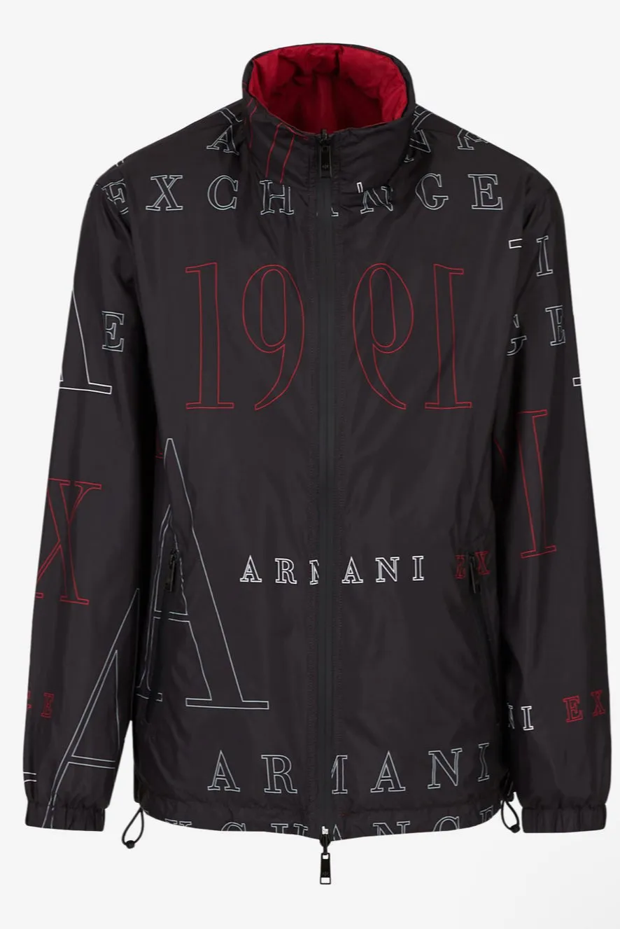 ARMANI EXCHANGE RECYCLED REVERSIBLE NYLON WINDBREAKER (BLACK/Red)