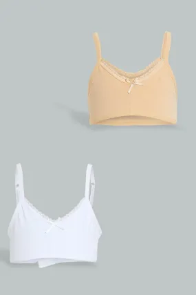 Beige And White Bra For Senior Girls (Pack of 2)