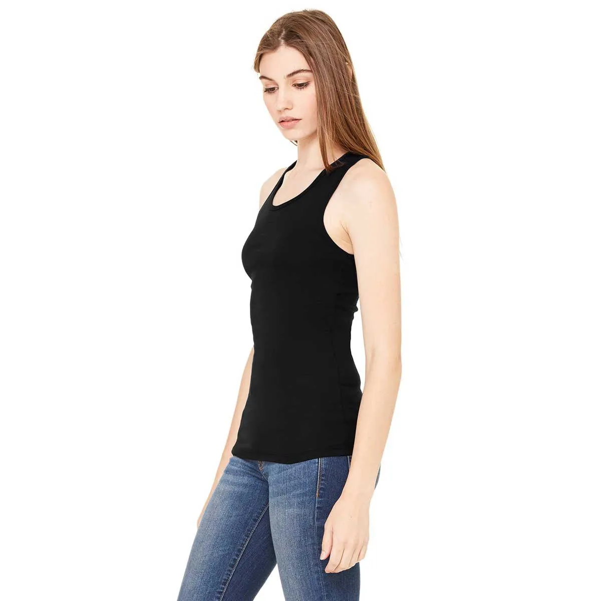 Bella   Canvas Women's Black Sheer Mini Rib Racerback Tank