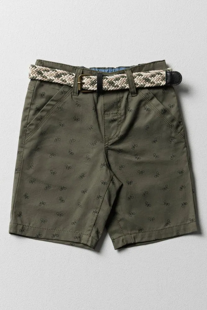 Belted Chino Shorts Dark Green