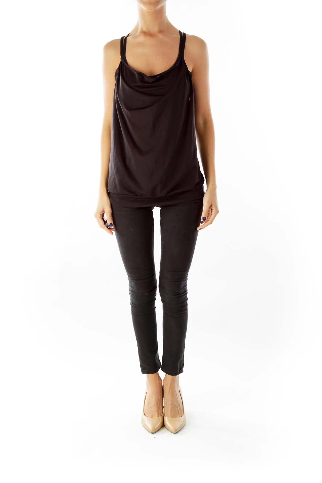 Black Racerback Yoga Top with Bralet