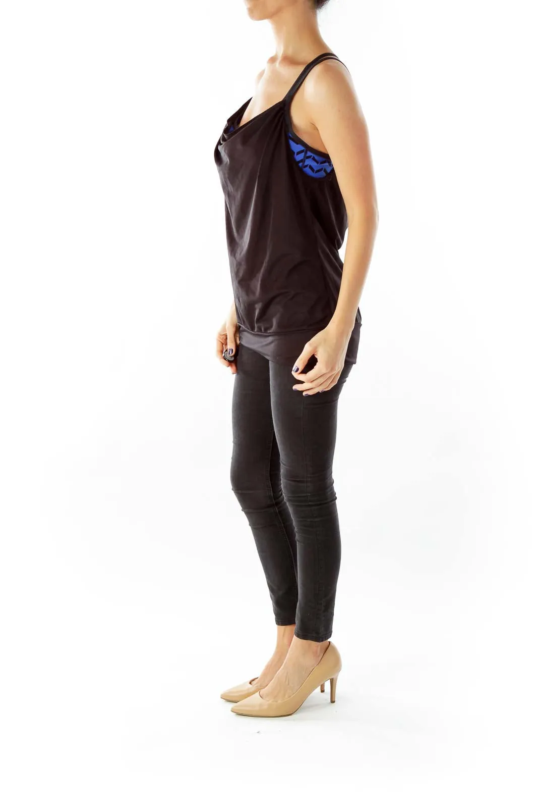 Black Racerback Yoga Top with Bralet