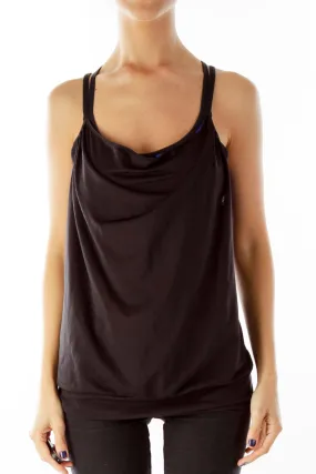 Black Racerback Yoga Top with Bralet