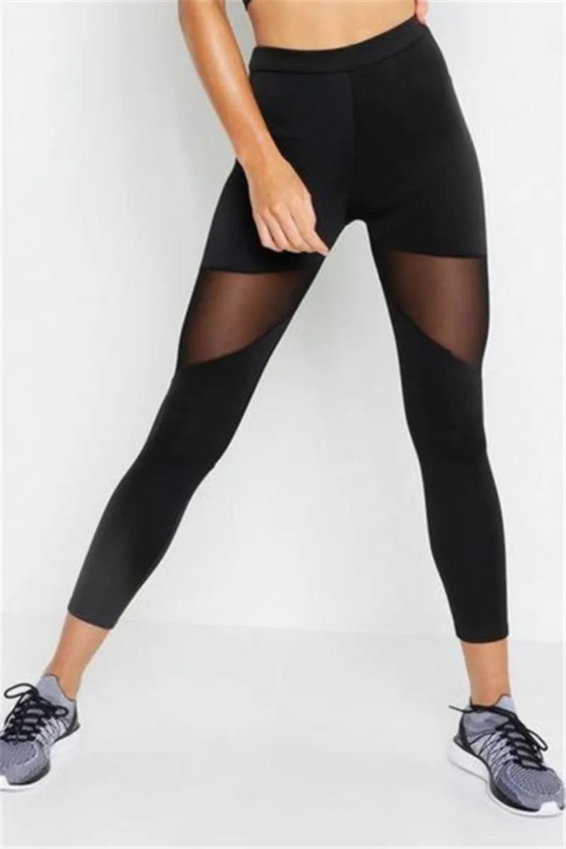 Black Yoga Pants With Mesh Panels