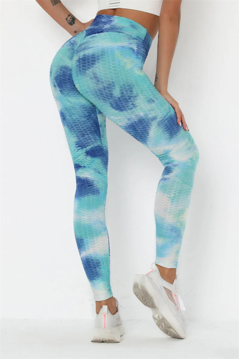 Blue Tie Dye Yoga Pants