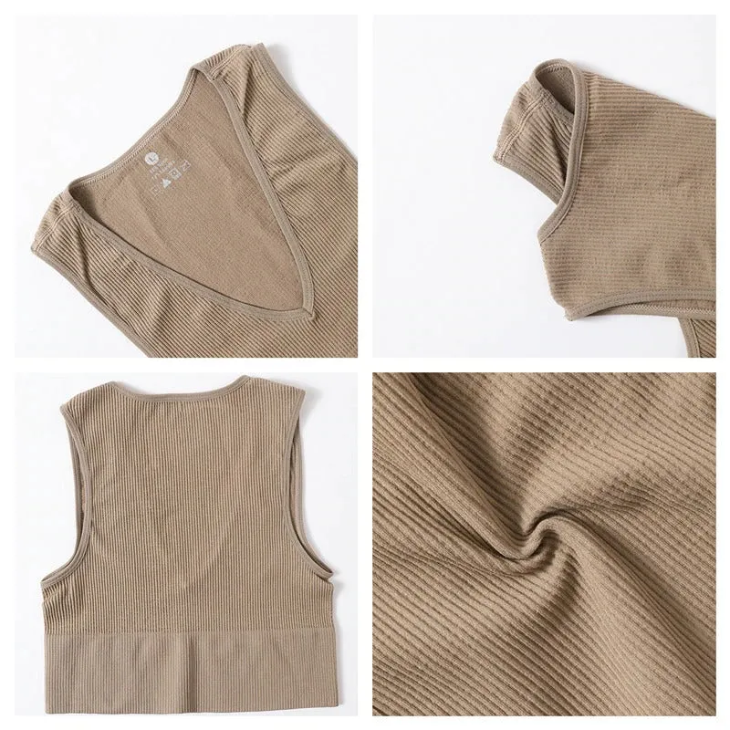 Breathable Deep V-neck Summer Sports Crop Tops