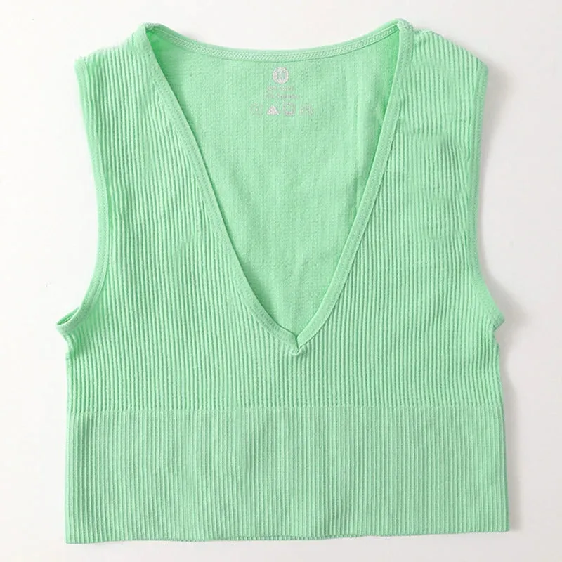 Breathable Deep V-neck Summer Sports Crop Tops