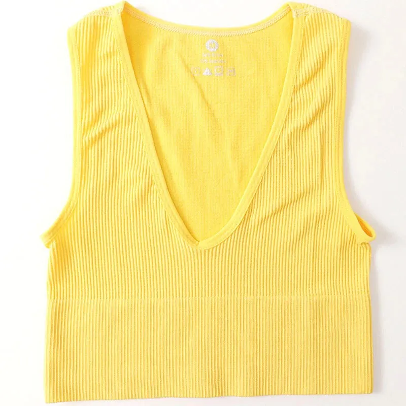 Breathable Deep V-neck Summer Sports Crop Tops