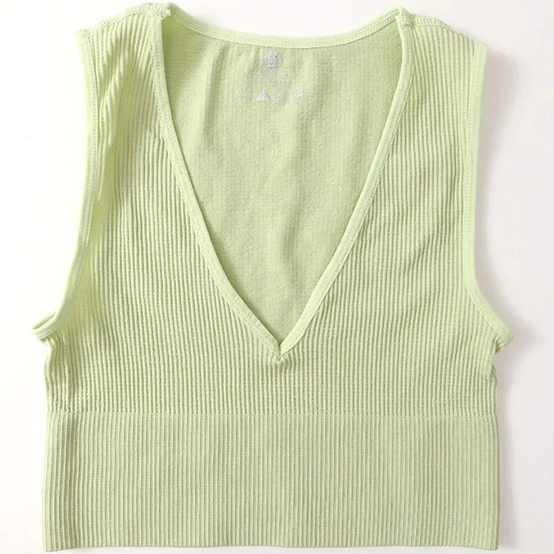 Breathable Deep V-neck Summer Sports Crop Tops