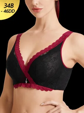 Breathable Sexy V-neck Lace Wireless Bra