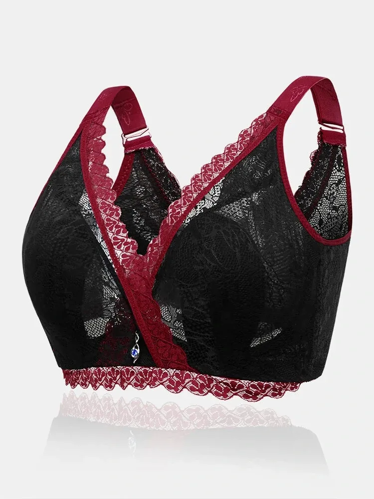 Breathable Sexy V-neck Lace Wireless Bra