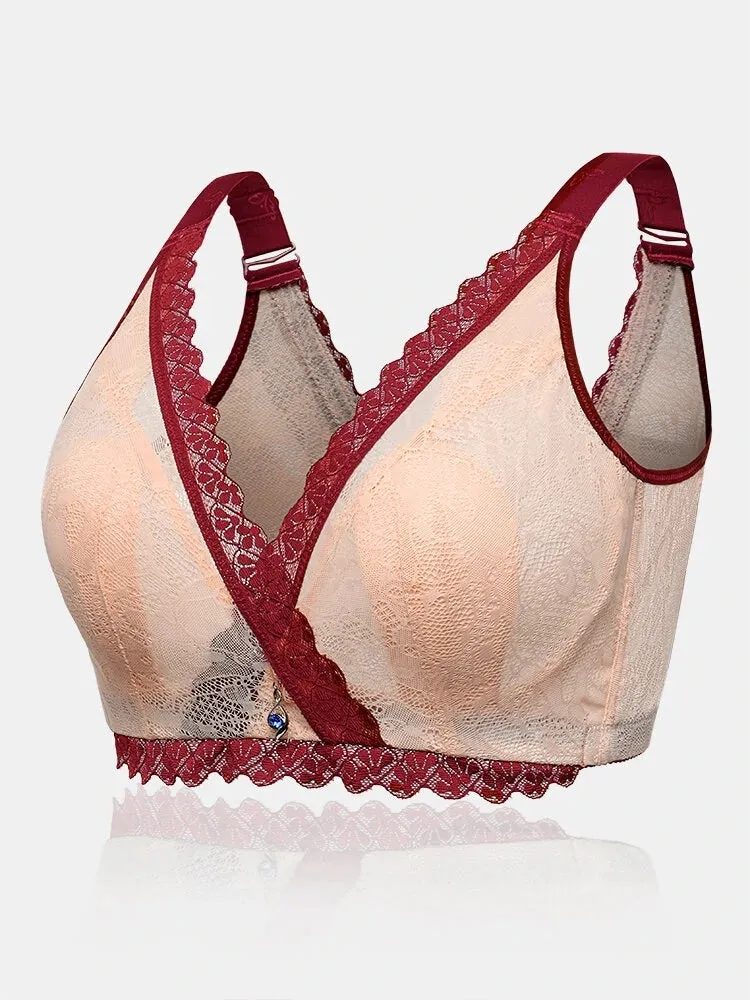 Breathable Sexy V-neck Lace Wireless Bra