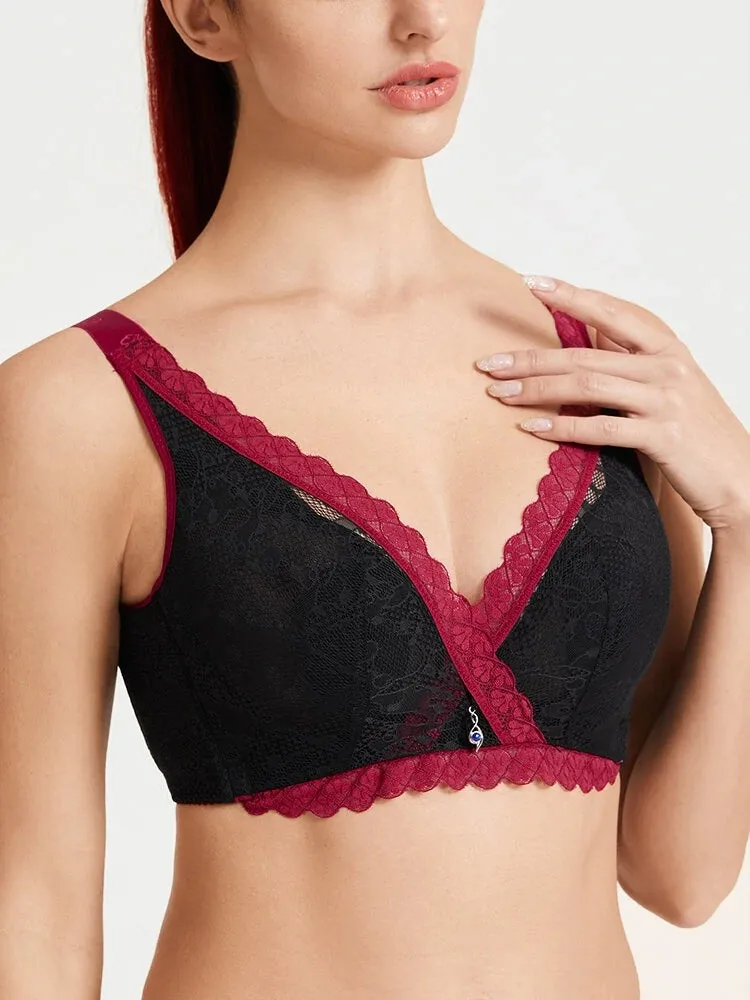 Breathable Sexy V-neck Lace Wireless Bra