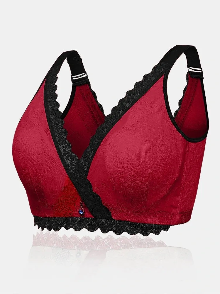 Breathable Sexy V-neck Lace Wireless Bra