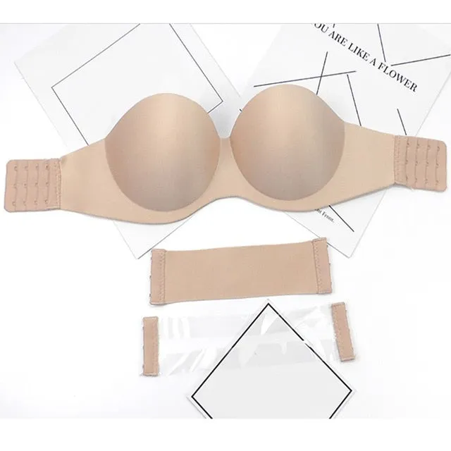 Comfortable Breathable Women's Strapless 1/2 Cup Magic Push Up Bra