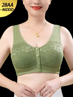 Comfortable Front Closure Lace Wireless Bra