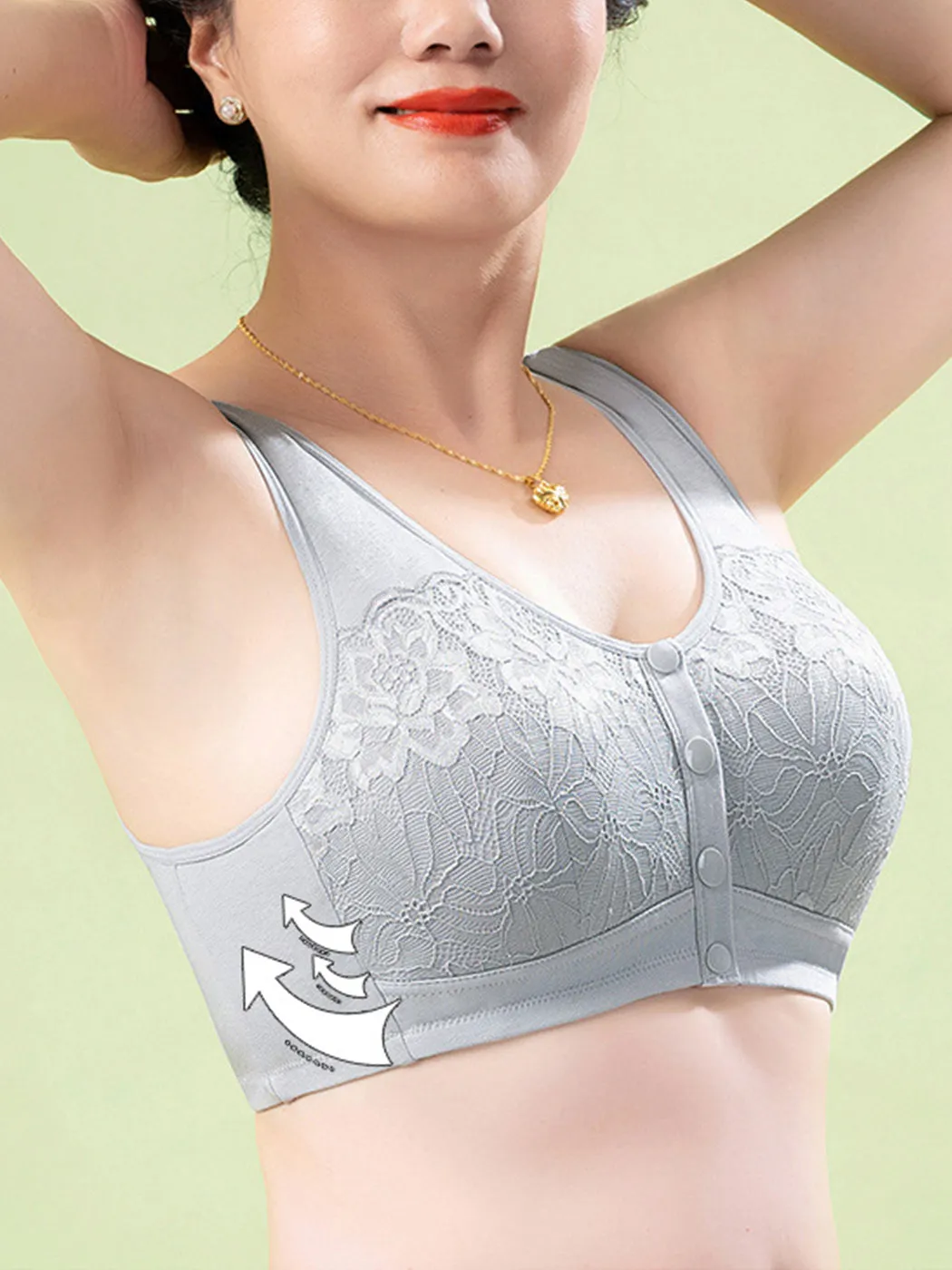 Comfortable Front Closure Lace Wireless Bra