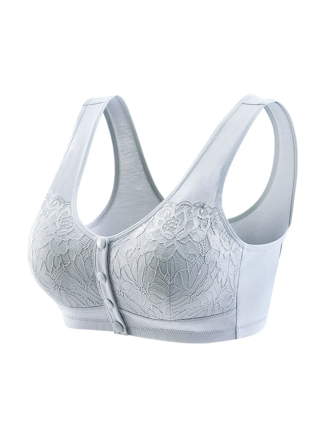 Comfortable Front Closure Lace Wireless Bra