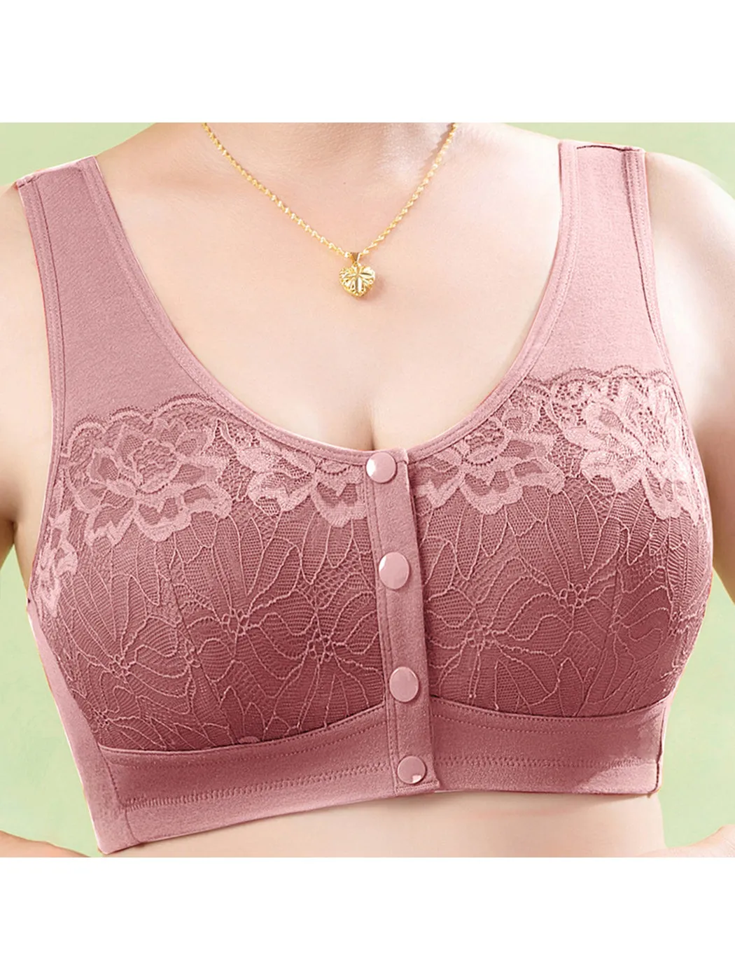 Comfortable Front Closure Lace Wireless Bra