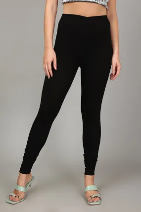 COTTON CHURIDAR LEGGINGS - BLACK