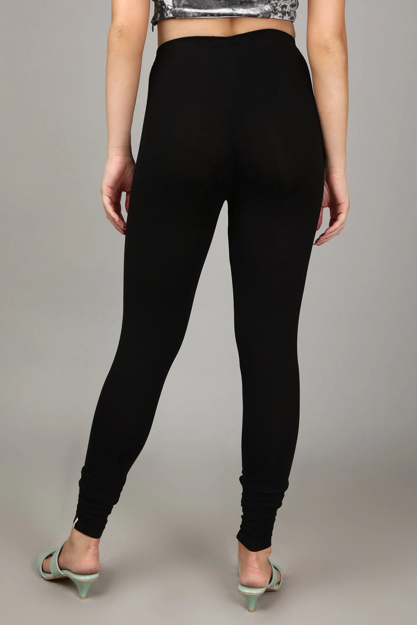 COTTON CHURIDAR LEGGINGS - BLACK