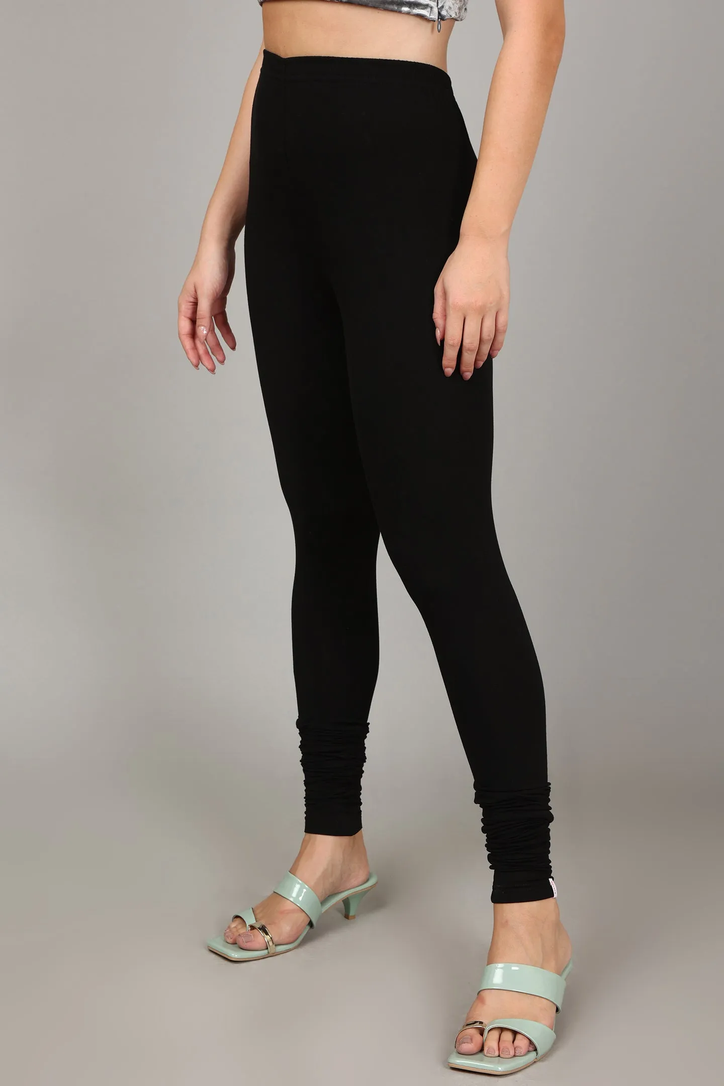 COTTON CHURIDAR LEGGINGS - BLACK