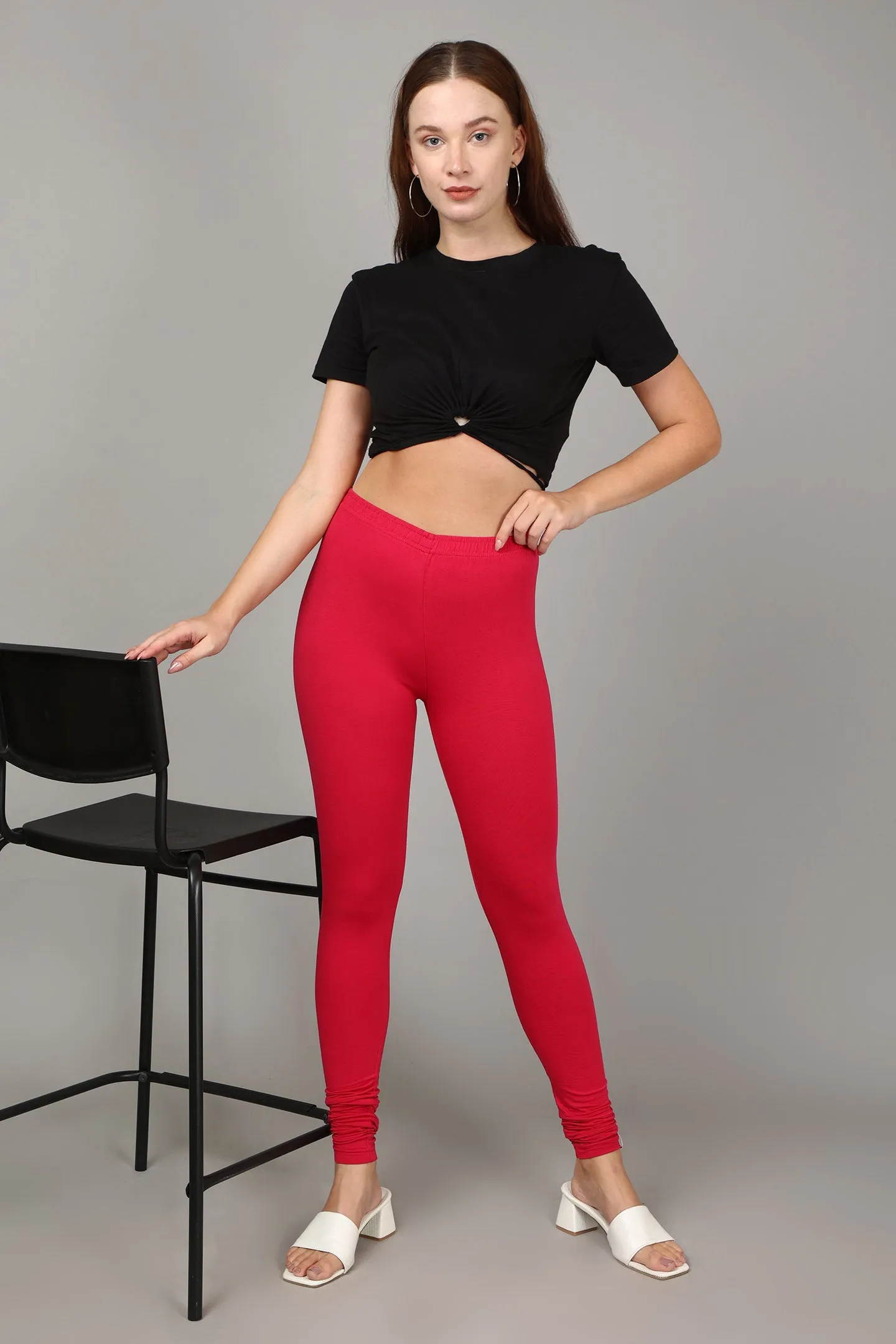 COTTON CHURIDAR LEGGINGS - FUSHIA