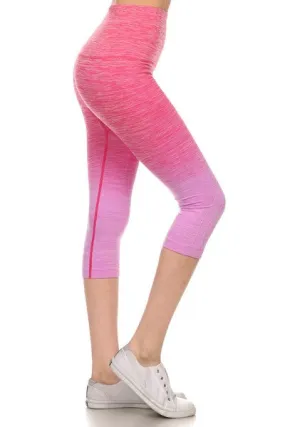 Dark to Light Pink Ombre Workout Capris