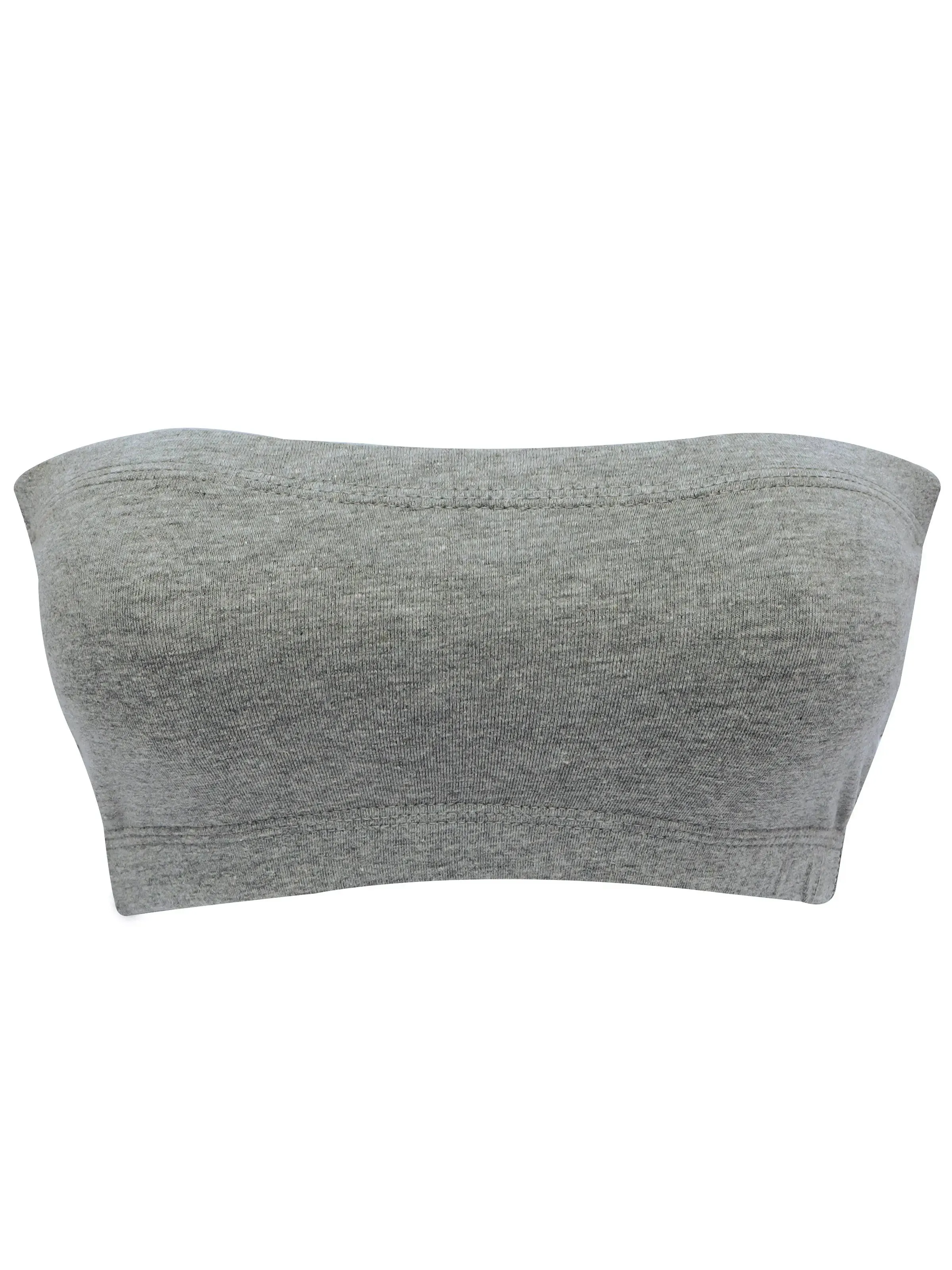 Double-Layer Cotton Strapless Bra | Non-Padded Tube Bra | Solid Grey Bra