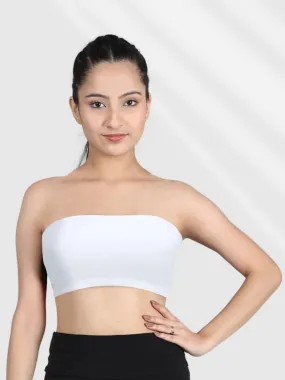 Double-Layer Cotton Tube Bra | Non-Padded Strapless Bra | Solid White Bra