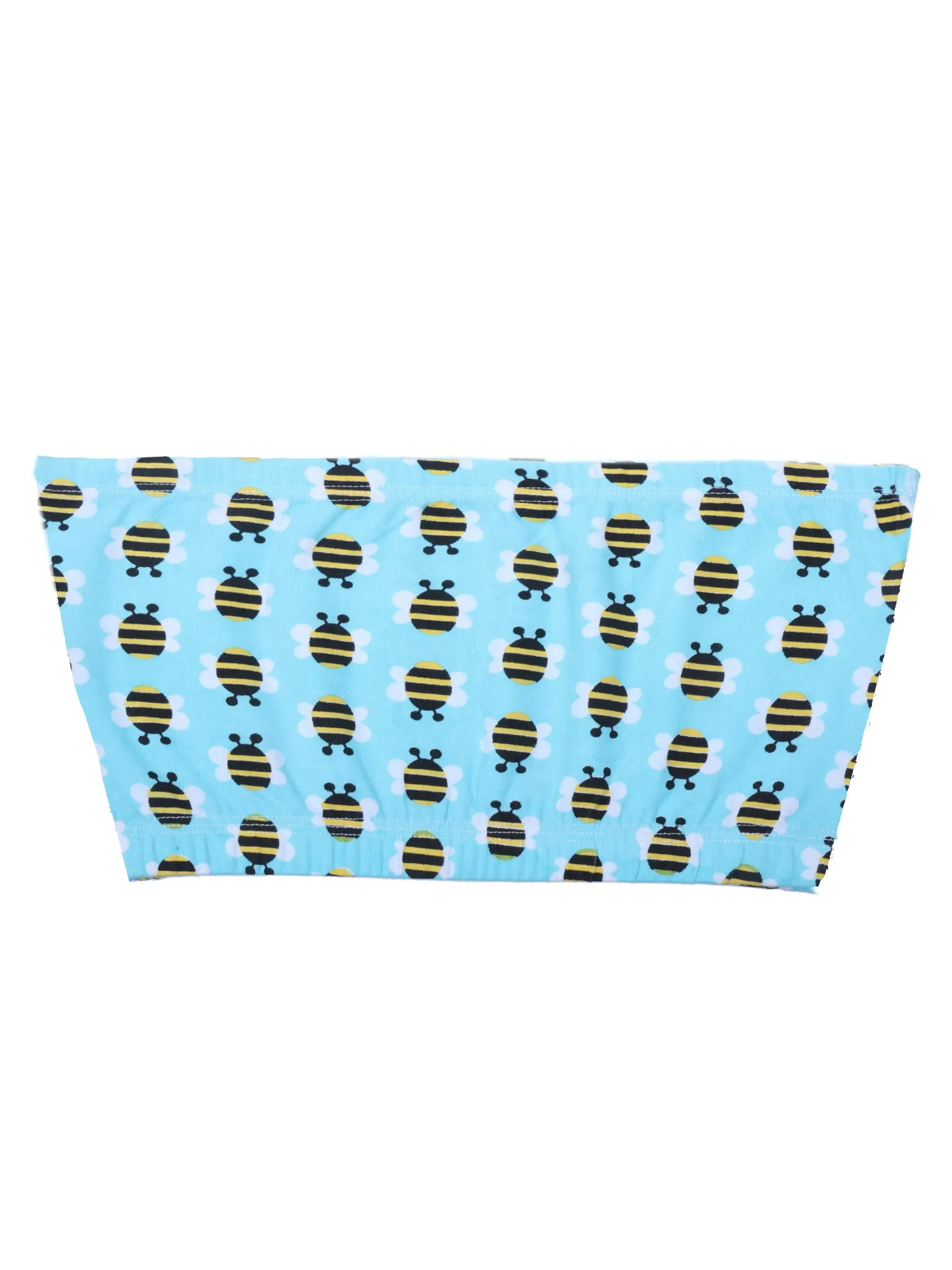 Double-Layer Cotton Tube Bra | Non-Padded Tube Top | Blue Bee Print