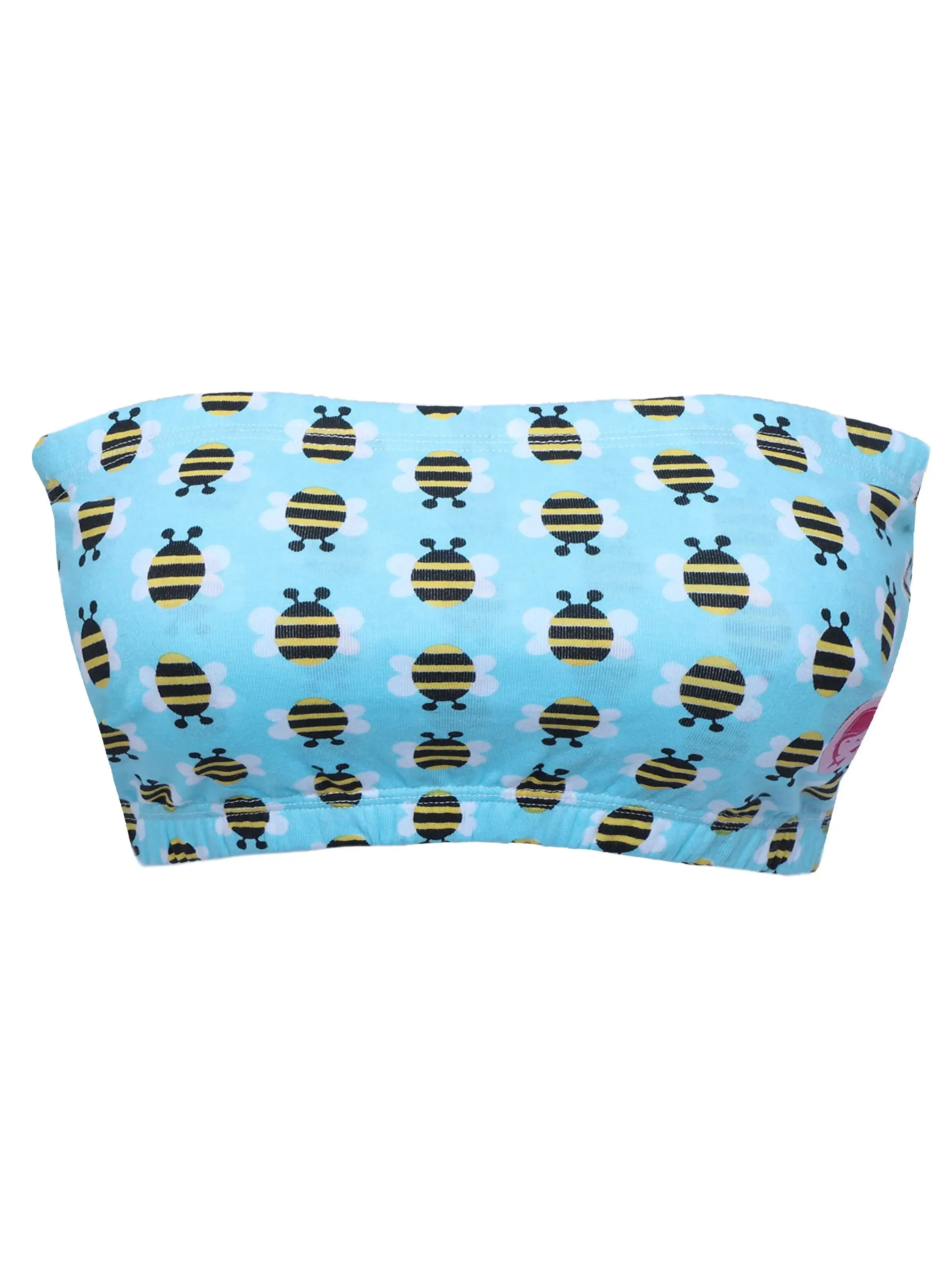 Double-Layer Cotton Tube Bra | Non-Padded Tube Top | Blue Bee Print