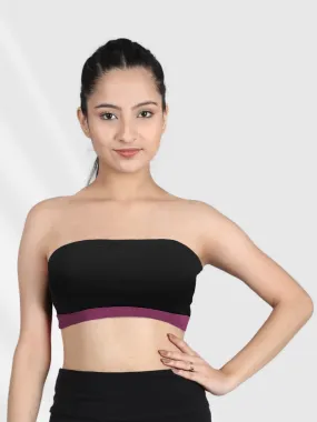 Double-Layer Cotton Tube Bras | Non-Padded Strapless Bra | Solid Black Bra