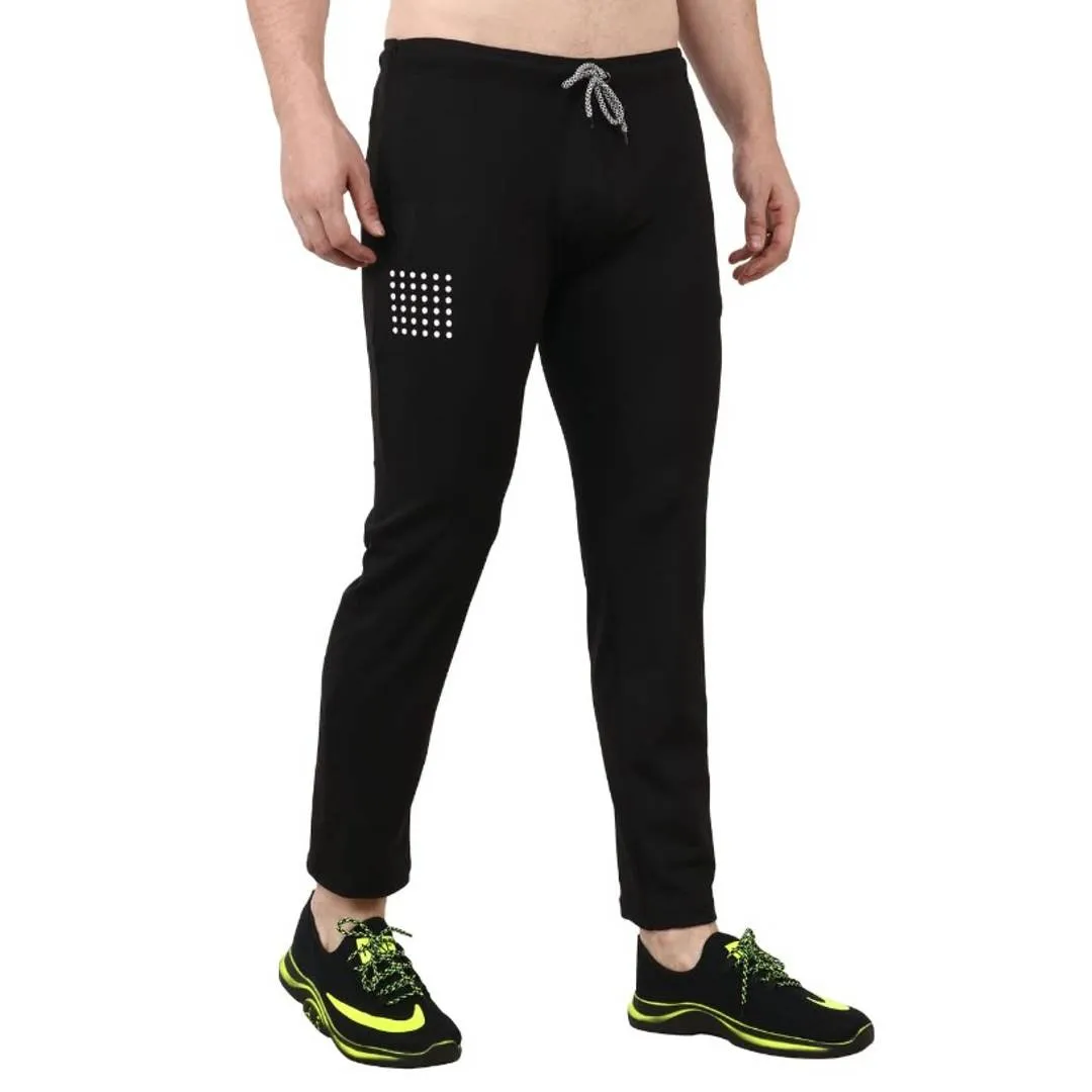 Exclusive black men sporty branded polyester lower for gym , morning walks and sports occassions.  (PU)