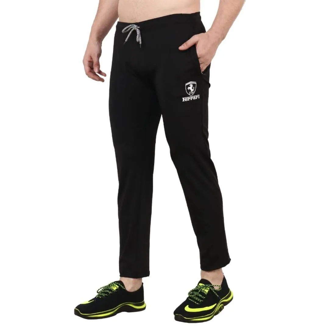 Exclusive black men sporty branded polyester lower for gym , morning walks and sports occassions.  (PU)