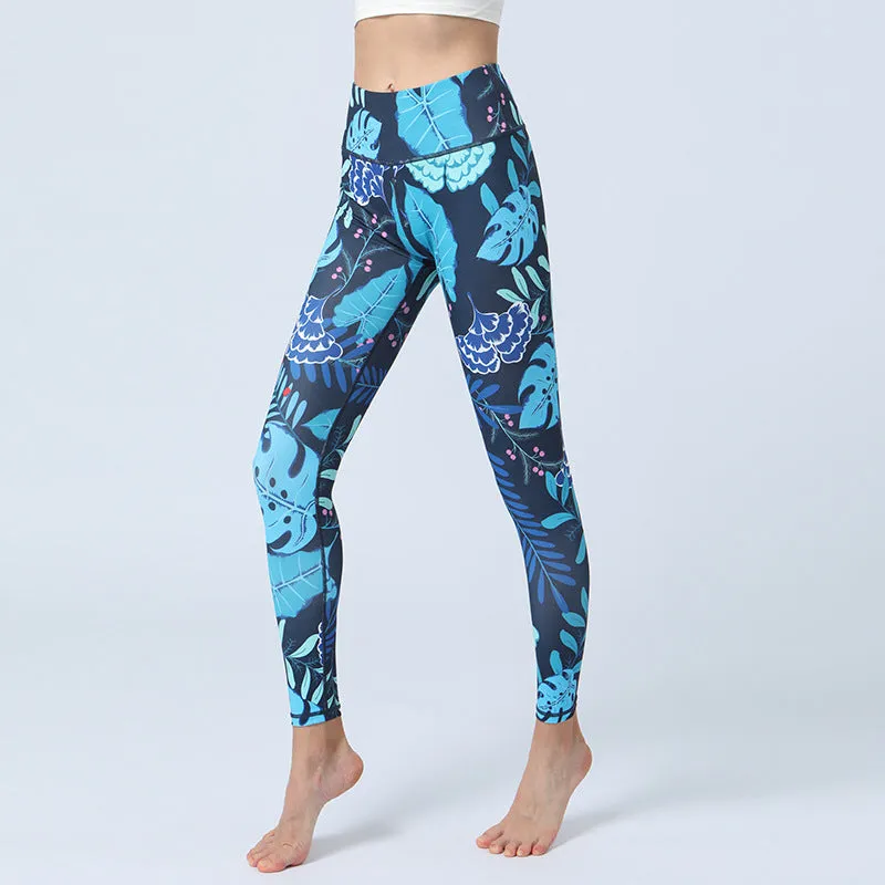 Fashion Leaves Printed Yoga Pants