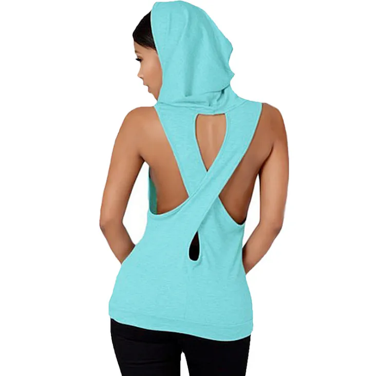 Fitness Backless Cross Sport T Shirt Women Breathable Sleeveless Yoga