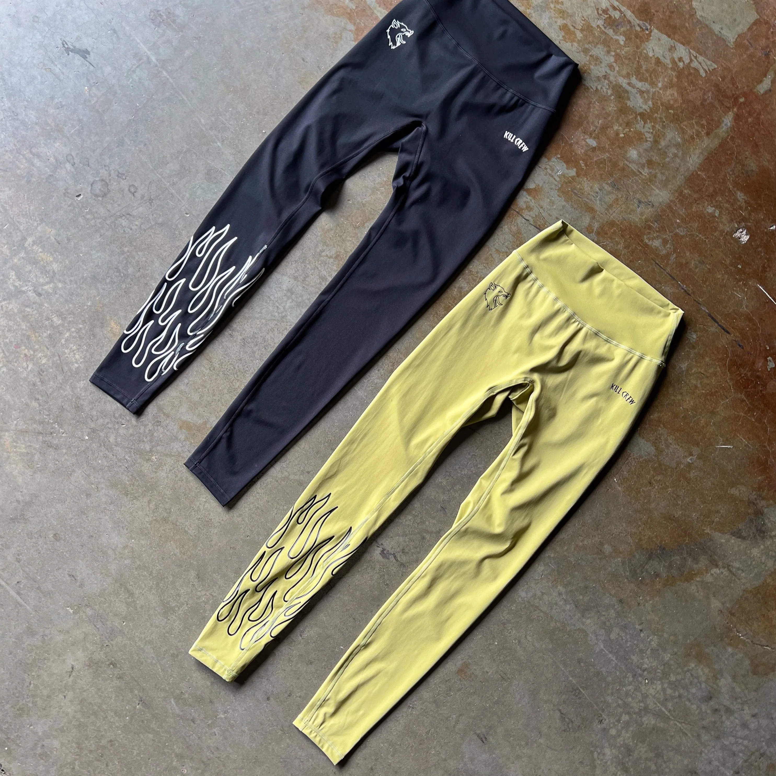 FLAME LEGGINGS - OLIVE / BLACK