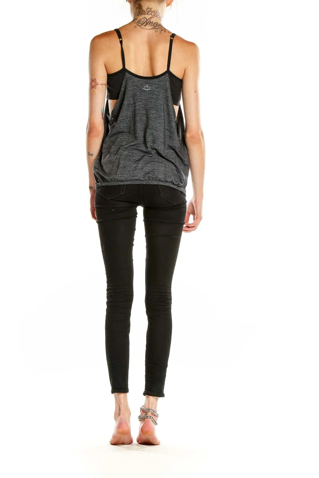 Gray Pleated Racerback Tank Top