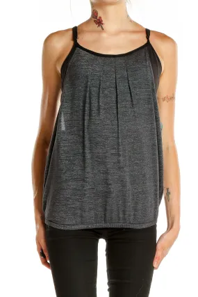 Gray Pleated Racerback Tank Top