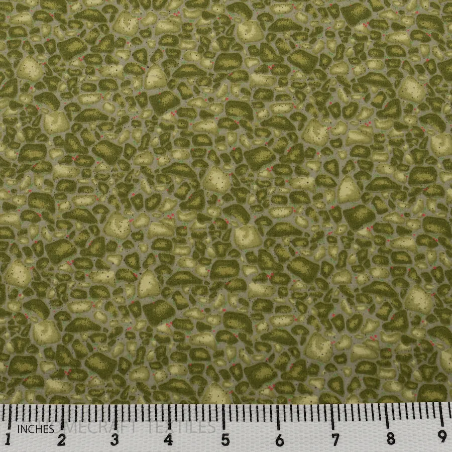 Green Cobblestone Cotton Print