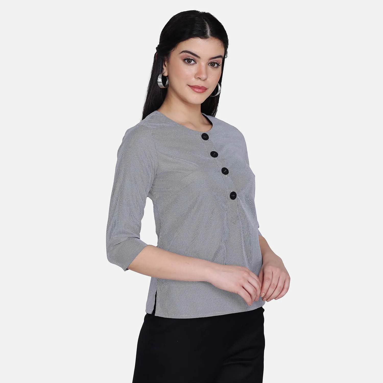 Grey Check  100% Cotton breathable fabric Top