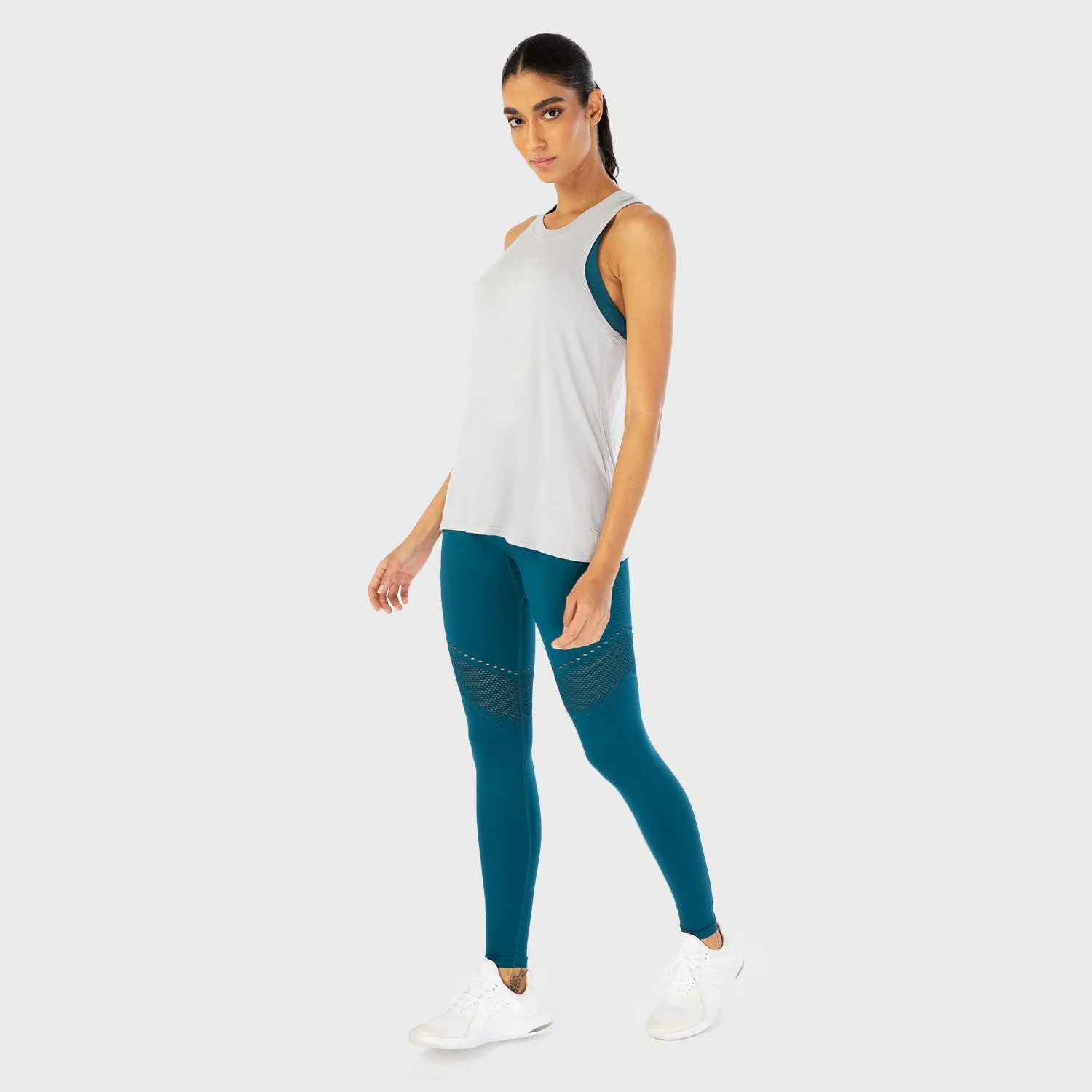 Infinity Longline Workout Tank - Light Blue Fog