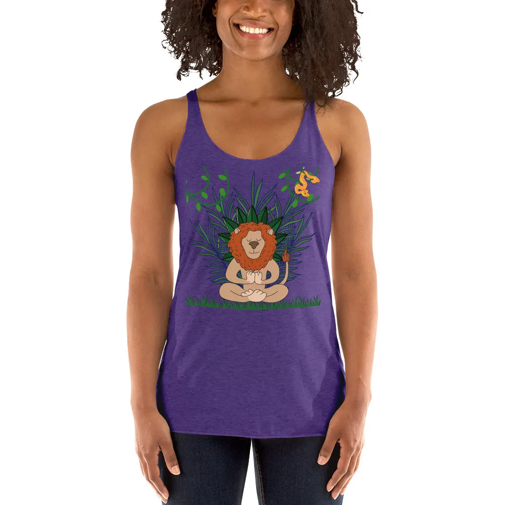 Lion graphic racerback tank tops for women