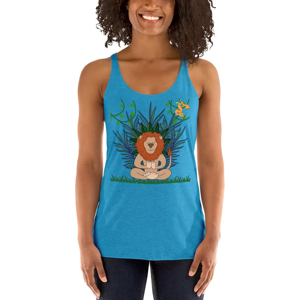 Lion graphic racerback tank tops for women