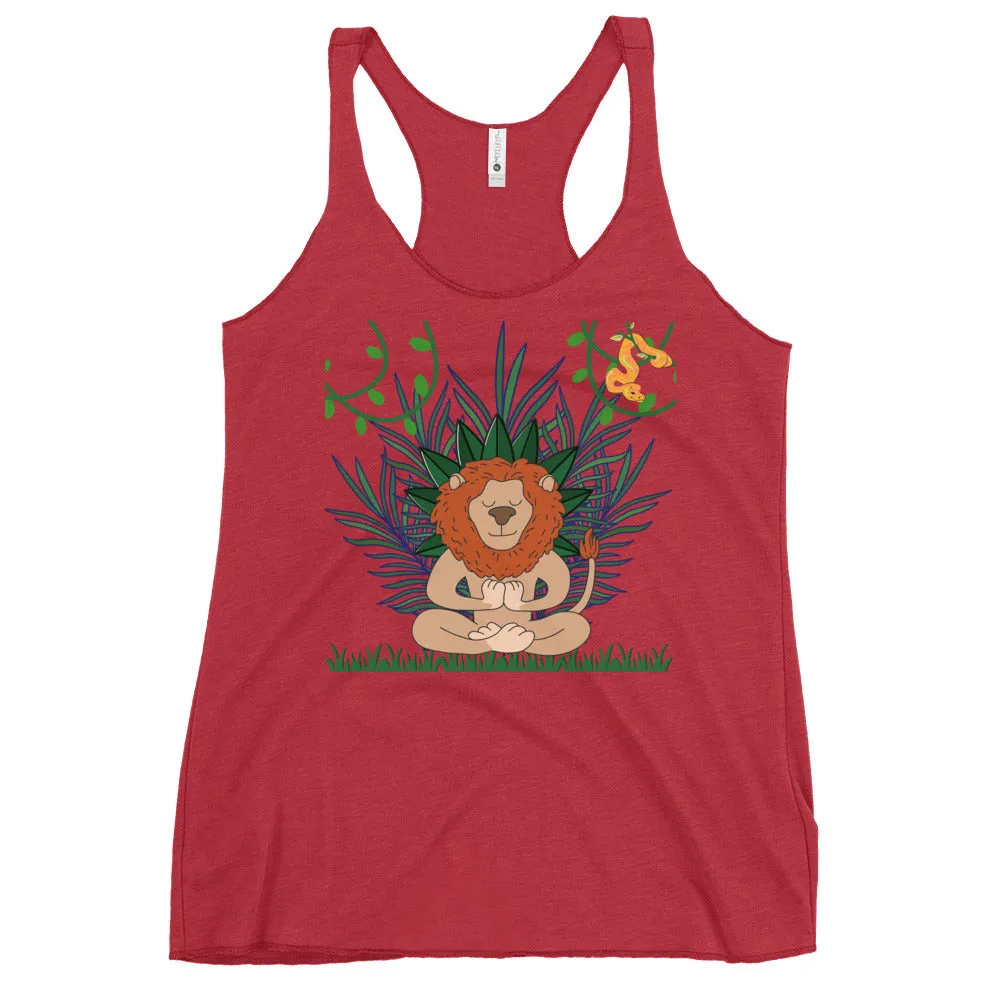 Lion graphic racerback tank tops for women