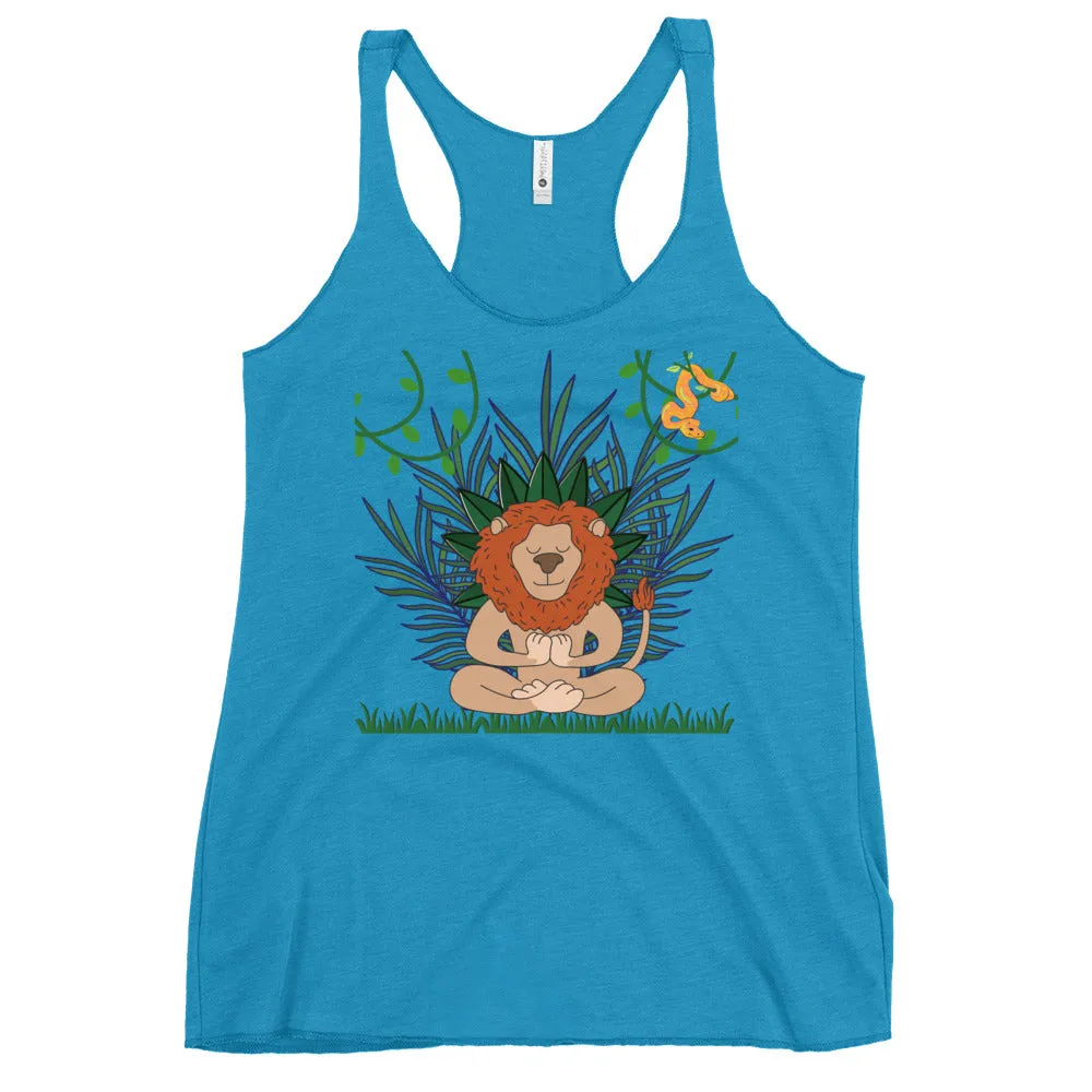 Lion graphic racerback tank tops for women